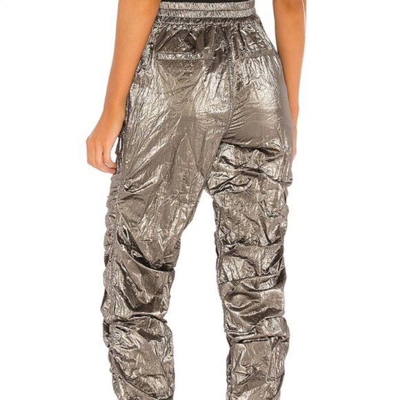 H:OURS at Revolve Brie Silver Metallic Ruched High Waist Pants - Picture 15 of 15
